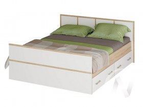 Двуспальная кровать 1,4м Сакура (дуб сонома/белый) в Чульмане - chulman.mebel-nsk.ru | фото