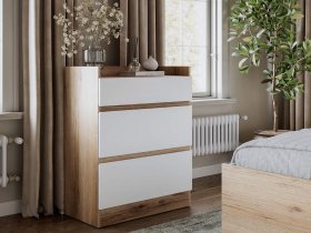 Комод 3 ящика Брауни (дуб делано/белый) в Чульмане - chulman.mebel-nsk.ru | фото