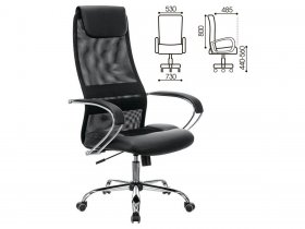 Кресло офисное BRABIX PREMIUM Stalker EX-608 CH, хром, ткань-сетка/кожзам, черное в Чульмане - chulman.mebel-nsk.ru | фото