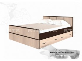 Кровать двуспальная с ящиками 1,4м Сакура (BTS) в Чульмане - chulman.mebel-nsk.ru | фото