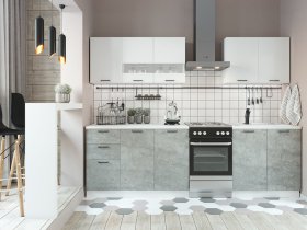 Кухонный гарнитур Дуся 2,0 м (белый глянец/цемент) в Чульмане - chulman.mebel-nsk.ru | фото