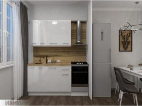Кухонный гарнитур МДФ Выгодно и точка 1,5 м (белый глянец) в Чульмане - chulman.mebel-nsk.ru | фото