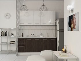 Кухонный гарнитур МДФ Выгодно и точка 2,0 м (белый глянец/ироко) в Чульмане - chulman.mebel-nsk.ru | фото