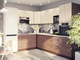 Модульная кухня Классика (ваниль/шоколад) в Чульмане - chulman.mebel-nsk.ru | фото