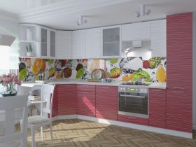 Модульная кухня «Валерия» (страйп белый/красный) в Чульмане - chulman.mebel-nsk.ru | фото