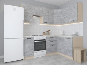 Модульная угловая кухня 1,4м*2,1м Лада (цемент) в Чульмане - chulman.mebel-nsk.ru | фото