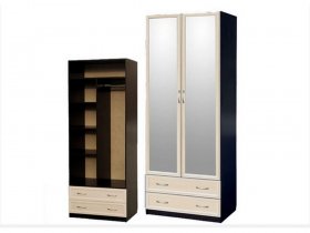 Шкаф двухстворчатый с ящиками с 2-мя зеркалами  (профиль МДФ) в Чульмане - chulman.mebel-nsk.ru | фото