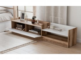 Тумба под ТВ Брауни (дуб делано/белый) в Чульмане - chulman.mebel-nsk.ru | фото